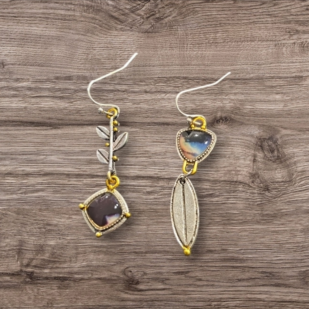 Bohemian Leaf Multi Color Dangle Earrings